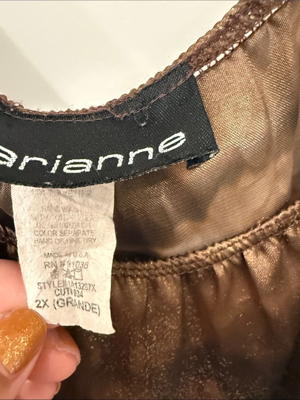 Arianne Metallic Brown Satin Camisole with Gold Chain Straps